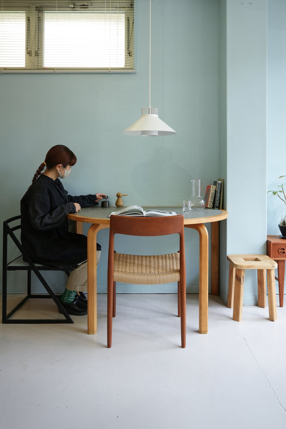Farstrup Linoleum Top Table Half Round Table/ファーストラップ リノリウムトップ テーブル デンマークヴィンテージ