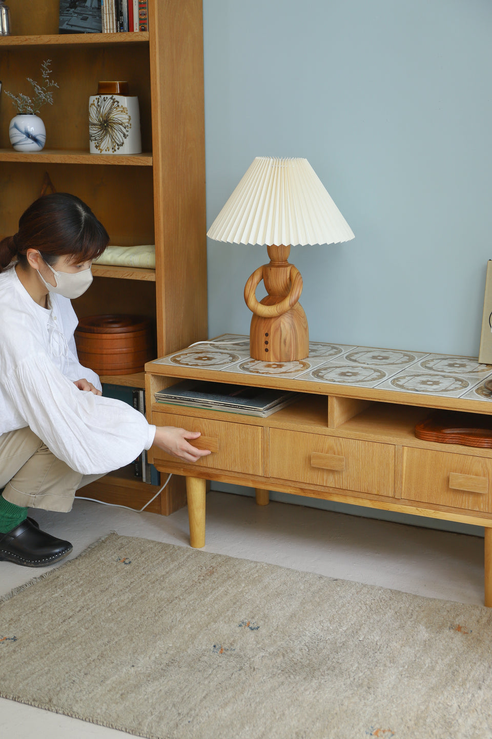 Danish Vintage Tile Top Oakwood Low Board/デンマークヴィンテージ タイルトップ ローボード チェスト オーク材 北欧家具