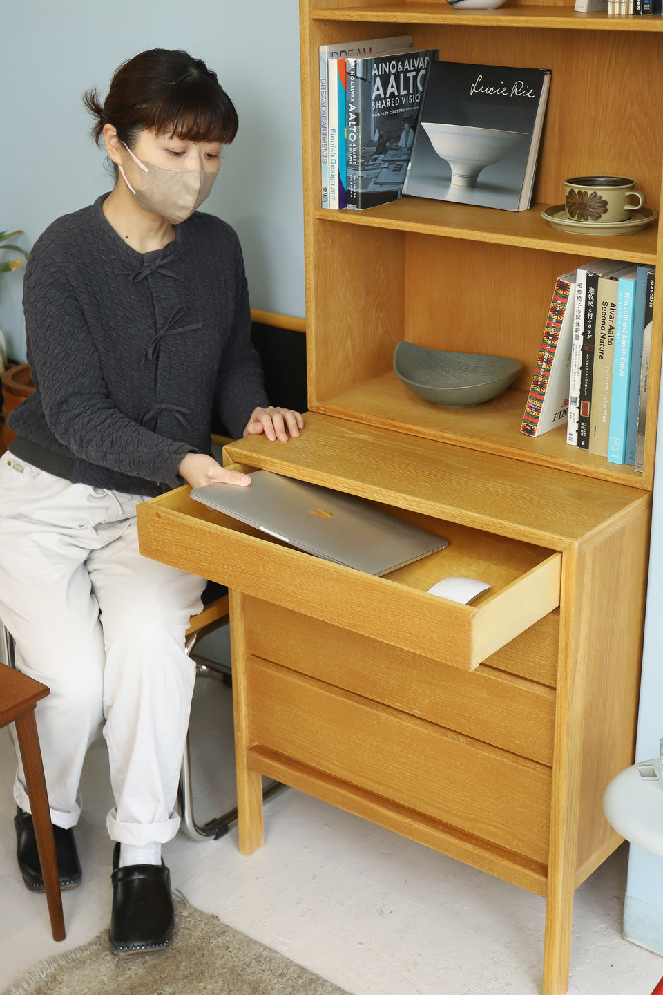 Scandinavian Vintage Bookcase Chest Oakwood/北欧ヴィンテージ ブックケース 本棚 シェルフ チェスト オーク材
