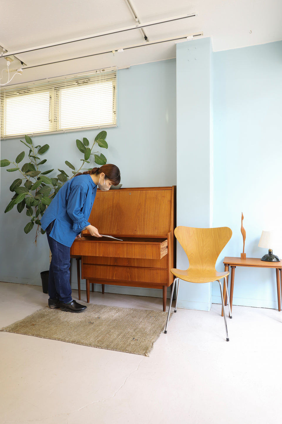 Danish Vintage Writing Bureau Secretary Desk/デンマークヴィンテージ ライティングビューロー チーク材 北欧家具