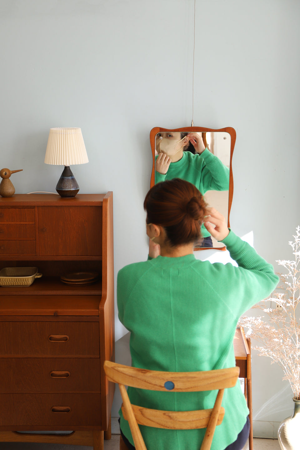 Teakwood Frame Wall Mirror Jansen Spejle Danish Vintage/デンマークヴィンテージ ウォールミラー 鏡 チークフレーム 北欧インテリア