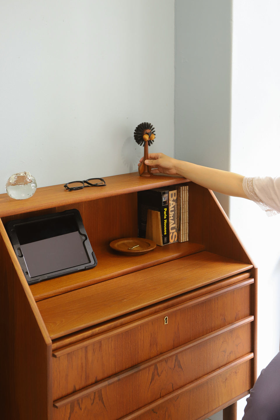 Danish Vintage Hanbjerg Møbelfabrik Writing Bureau/デンマークヴィンテージ ライティングビューロー デスク チーク材 北欧家具