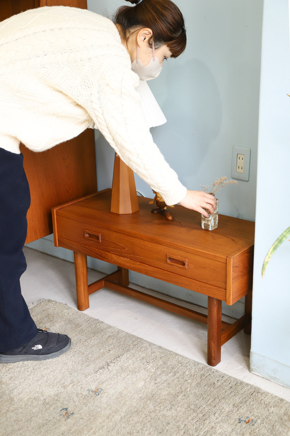 Swedish Vintage Glas & Trä Low Board Chest/スウェーデンヴィンテージ ローボード チェスト 北欧家具