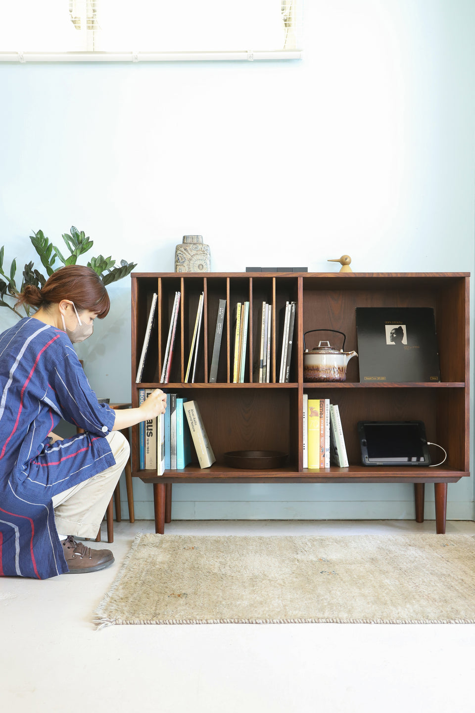 Bookcase with Vinyl Rack Rosewood Danish Vintage/デンマークヴィンテージ ブックケース 本棚 レコードラック ローズウッド 北欧家具