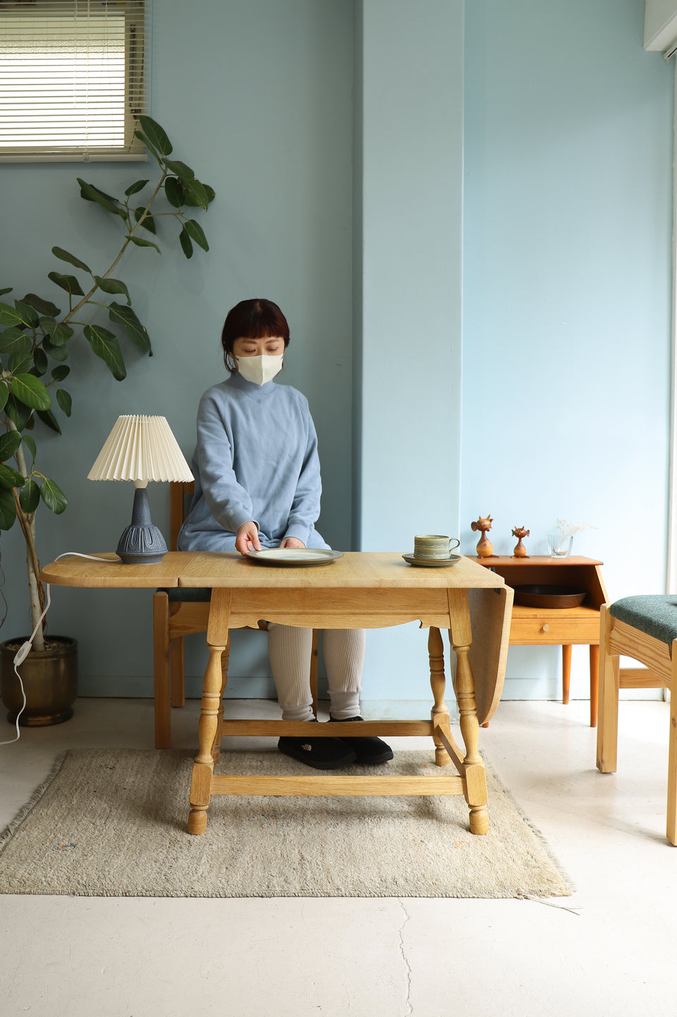 Danish Vintage Drop Leaf Oakwood Coffee Table/デンマークヴィンテージ ドロップリーフ コーヒーテーブル エクステンション オーク材 北欧家具