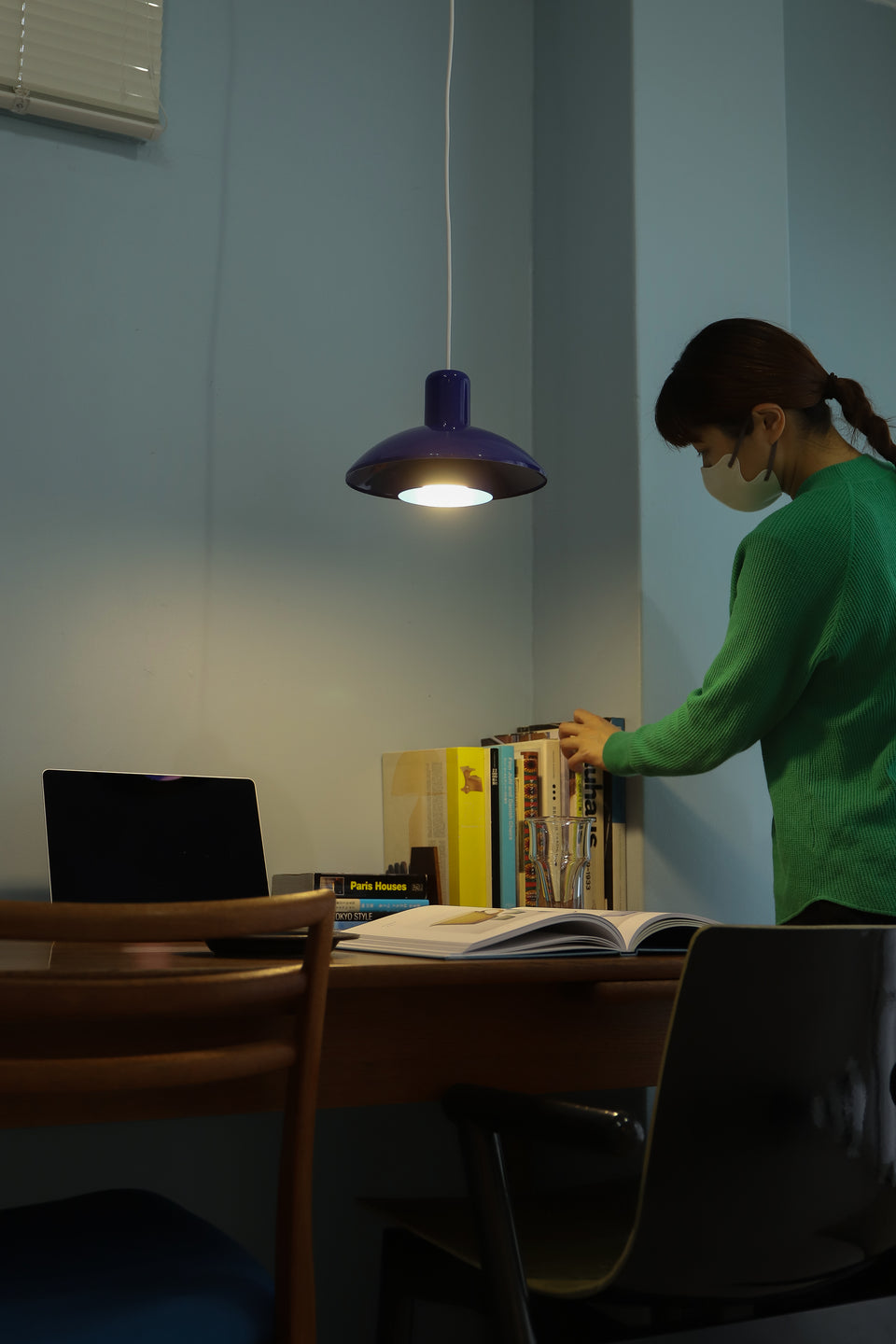 Horn Pendant Light Type728 Blue Danish Vintage/デンマークヴィンテージ ホーン ペンダントライト 照明 北欧インテリア