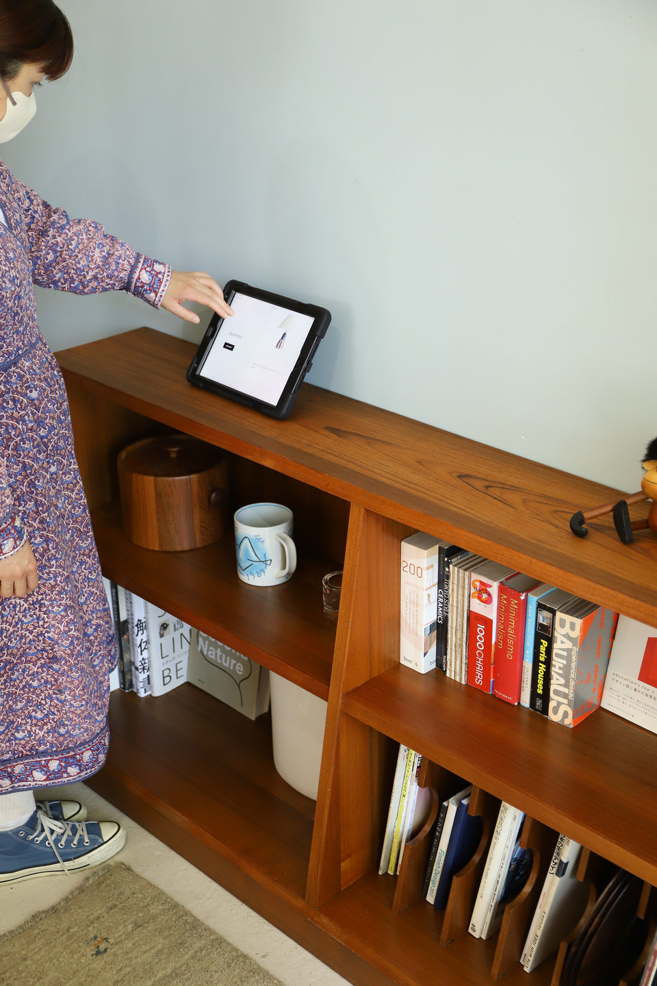 Teakwood Low Book Record Shelf Japanese Vintage/ジャパンヴィンテージ 本棚 レコードシェルフ チーク材 レトロモダン
