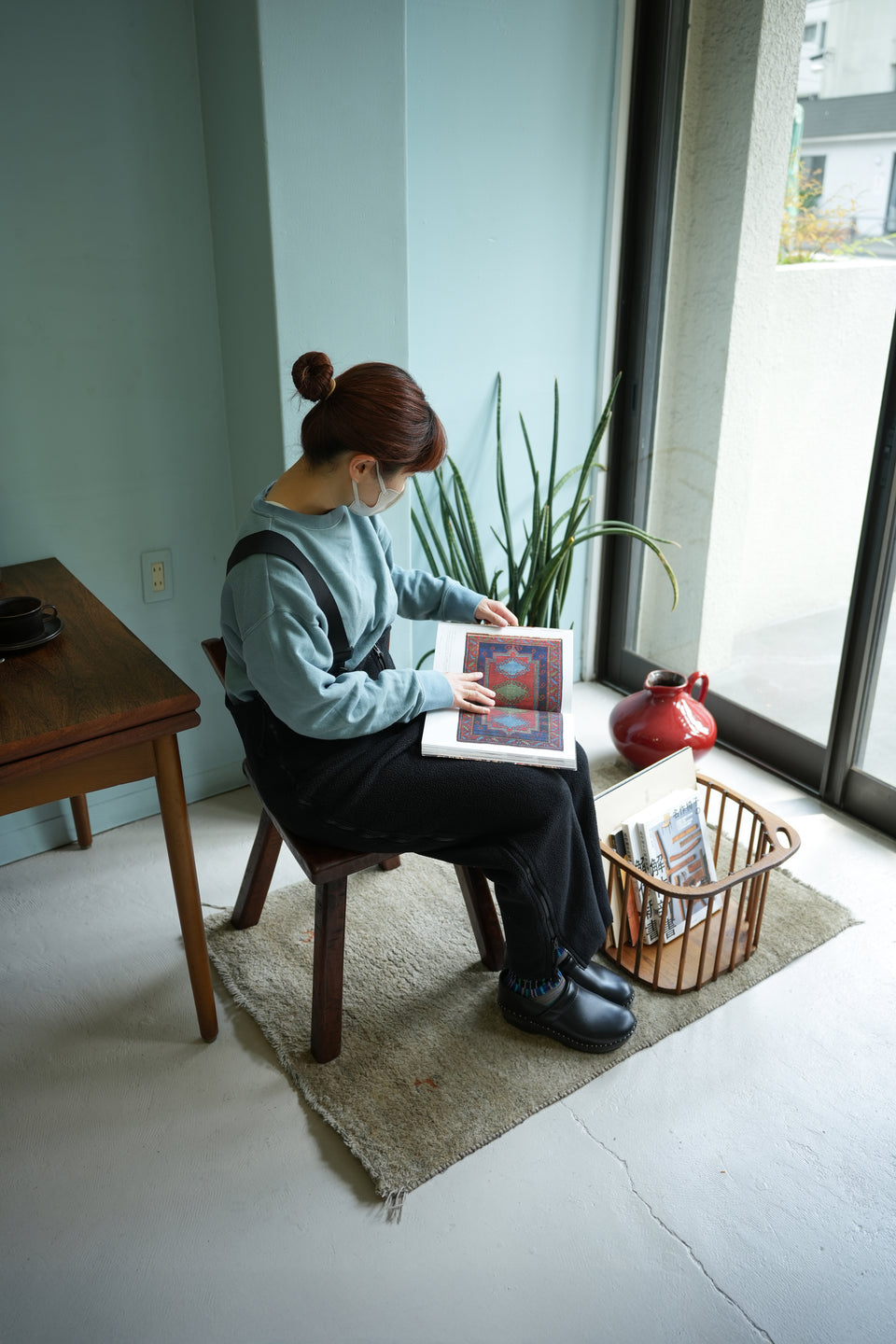 Old Teak Chair & Wooden Basket/オールドチーク チェア 木製バスケット 椅子 カゴ 民芸