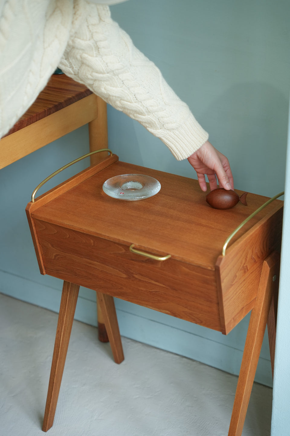 Swedish Vintage Sewing Box Side Table/スウェーデンヴィンテージ ソーイングボックス サイドテーブル 北欧家具