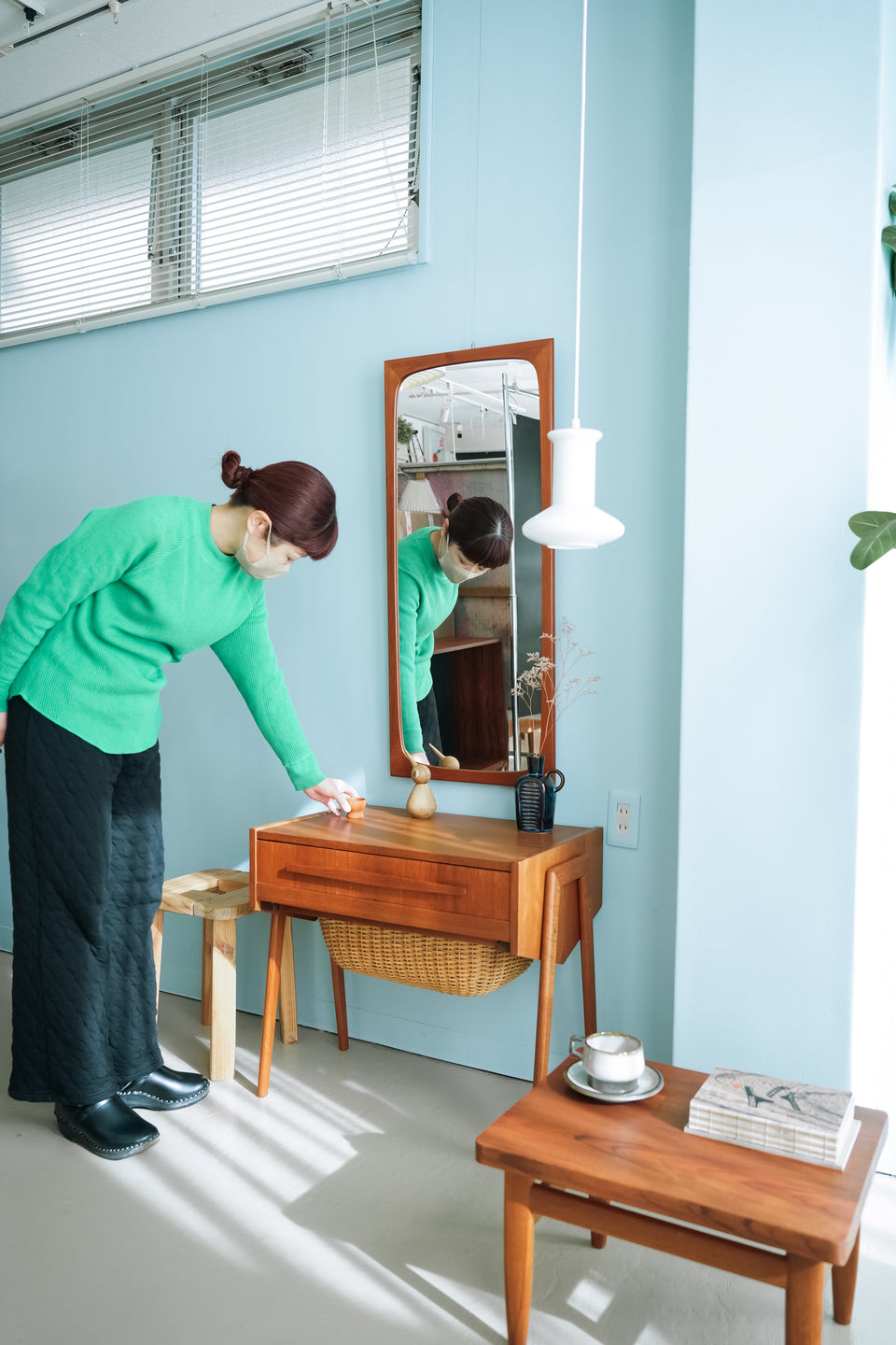 Teak Frame Wall Mirror Danish Vintage/チークフレーム ウォールミラー 壁掛け 鏡 デンマークヴィンテージ