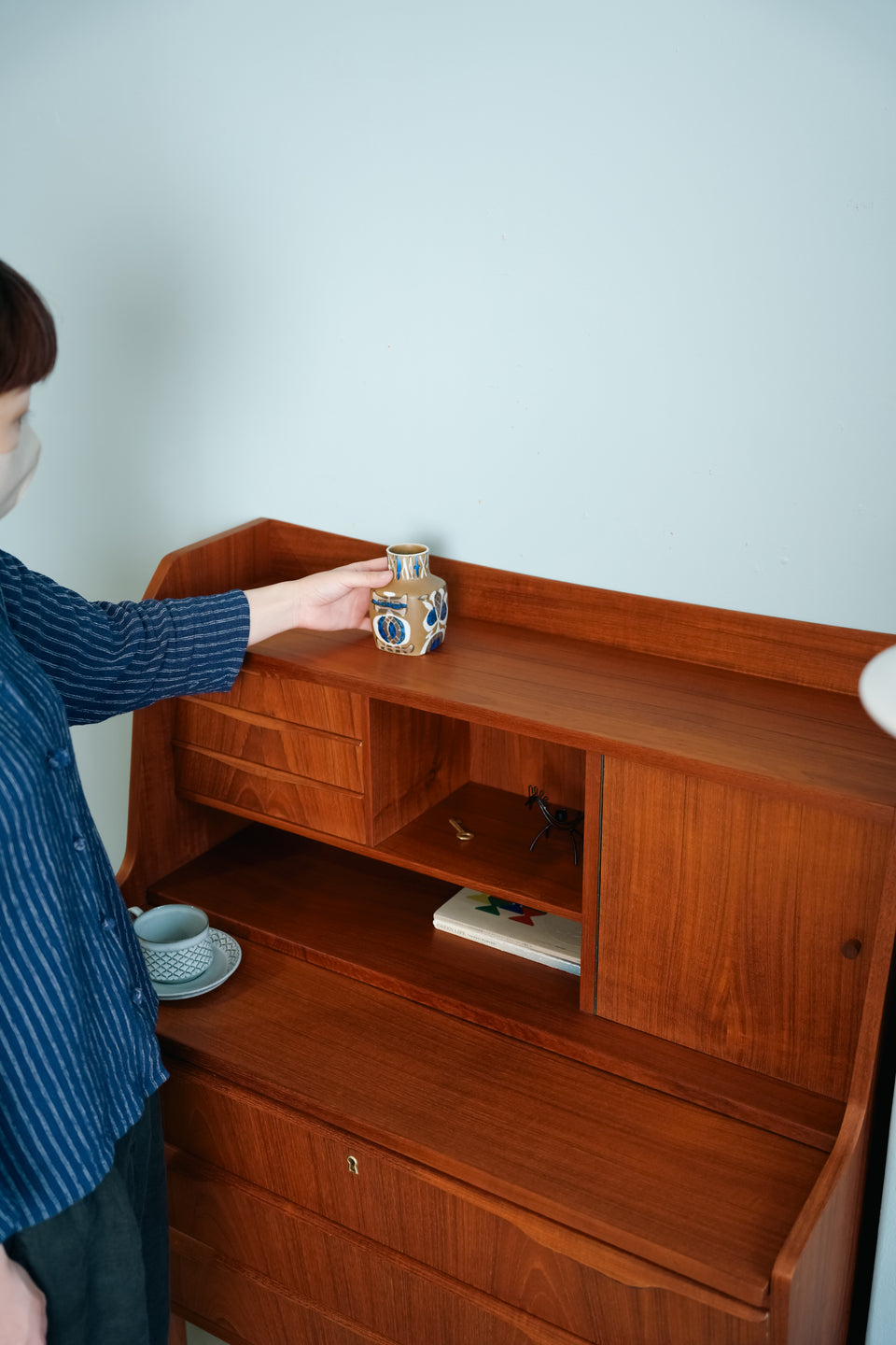 Teak Writing Bureau with Mirror Danish Vintage/デンマークヴィンテージ ライティングビューロー ドレッサー チーク材