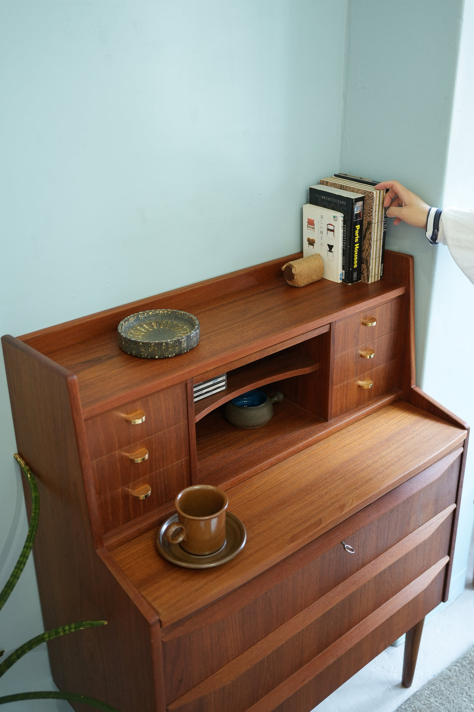 Teakwood Writing Bureau Dresser Danish Vintage/デンマークヴィンテージ ライティングビューロー ミラー付き 北欧家具
