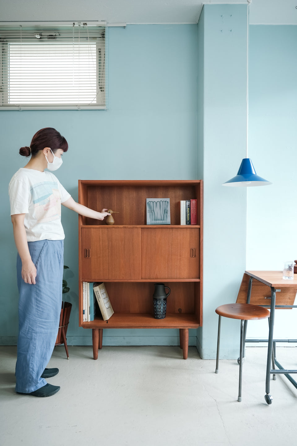 Bookcase Teak with Door Danish Vintage/デンマークヴィンテージ ブックケース シェルフ 本棚 チーク材