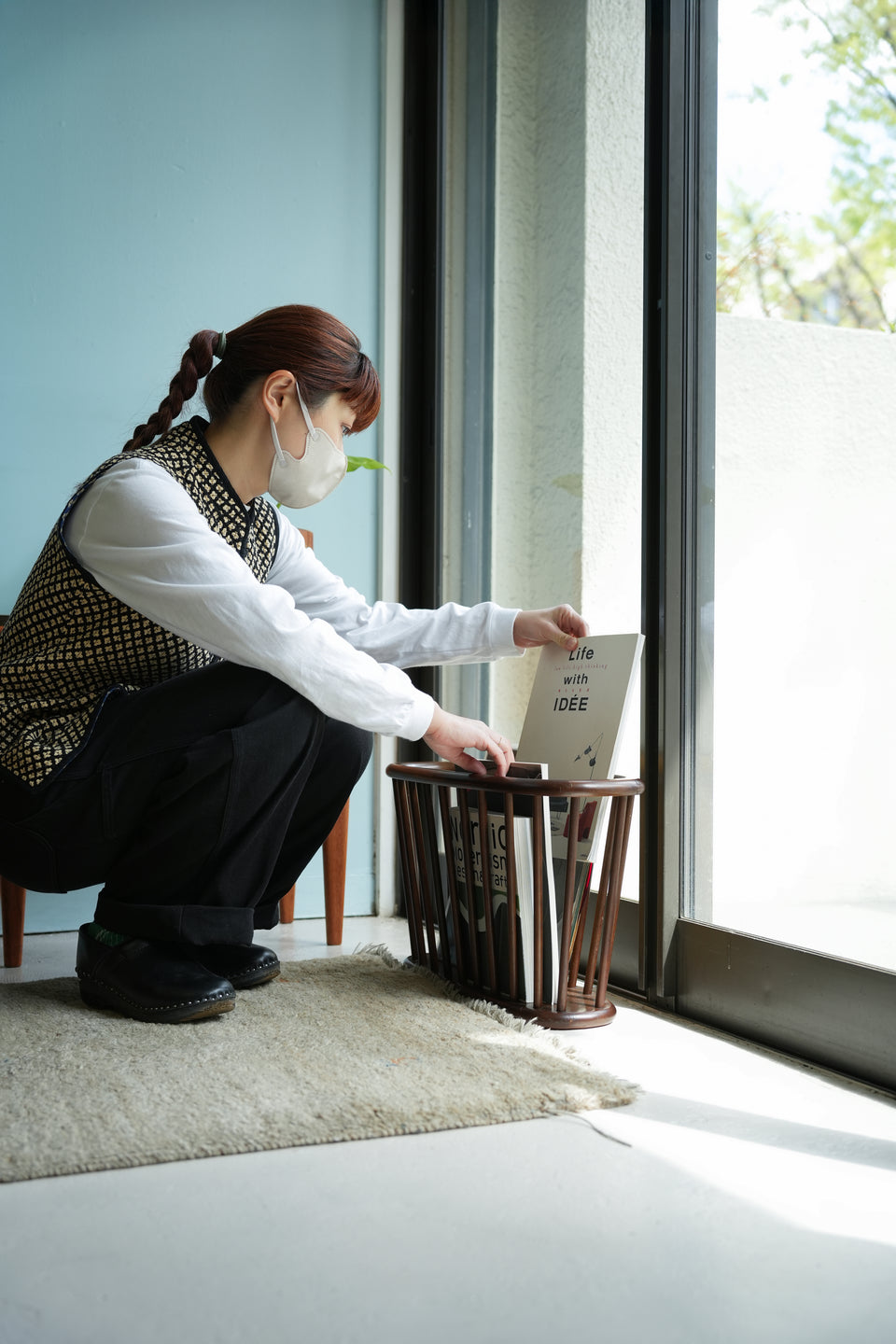 HIDA Magazine Rack Milk Stool Japanese Modern/飛騨産業 マガジンラック ミルクスツール キツツキ ジャパニーズモダン