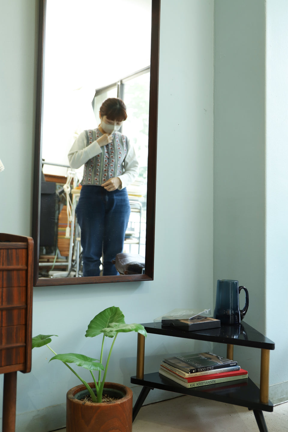 Danish Vintage Rosewood Frame Wall Mirror/デンマークヴィンテージ ウォールミラー 姿見 ローズウッド材 北欧インテリア