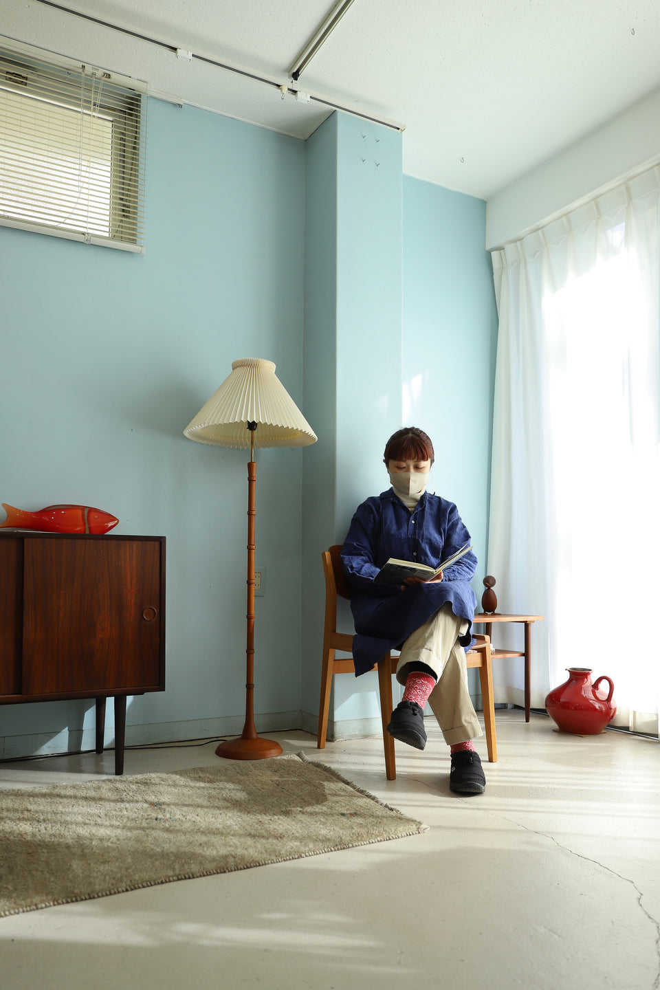 Danish Vintage Teakwood Floor Stand with LE KLINT Shade/デンマークヴィンテージ フロアスタンド チーク材 レクリント 間接照明 北欧インテリア