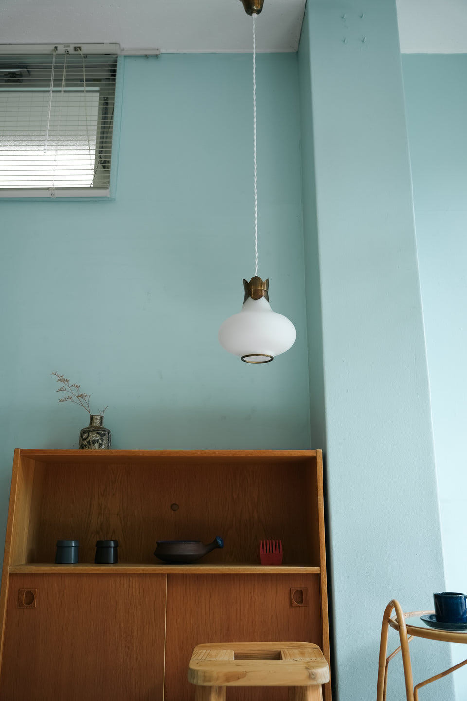 Danish Vintage Frost Glass & Brass Pendant Light/デンマークヴィンテージ ペンダントライト フロストガラス 真鍮 北欧インテリア