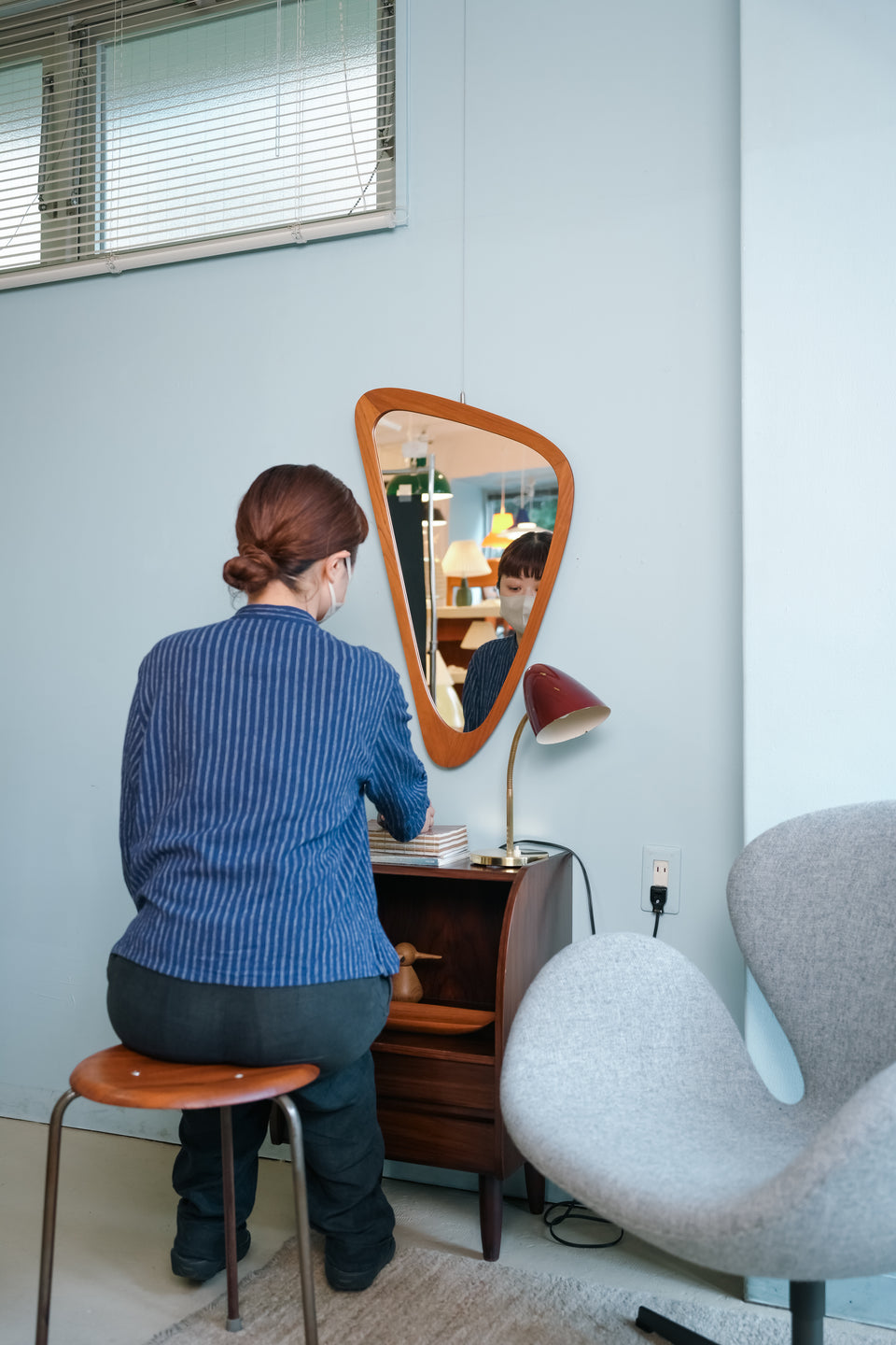 Danish Vintage M. J. Spejle Wall Mirror/デンマークヴィンテージ ウォールミラー チーク材