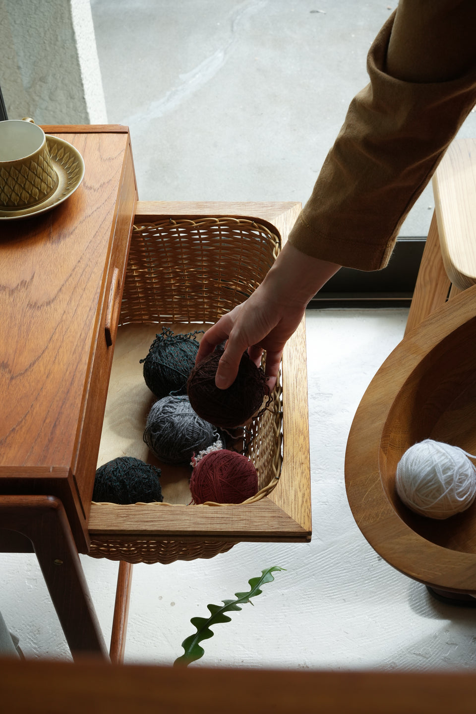 Danish Vintage Sewing Side Table/デンマークヴィンテージ ソーイングサイドテーブル キャスター付 北欧家具