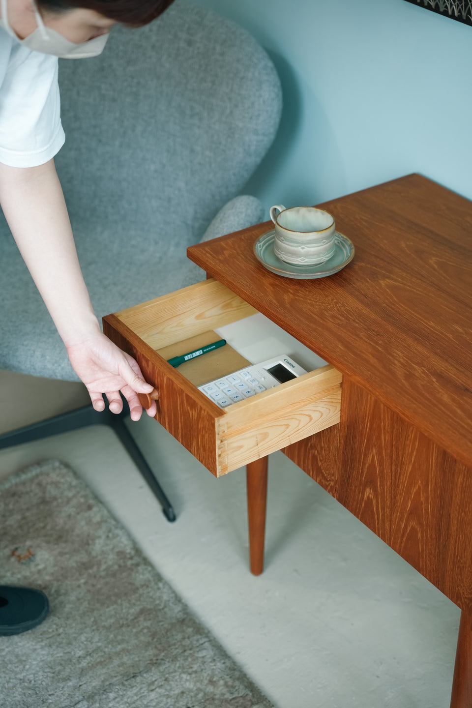 Danish Vintage Teak Sewing Table Wagon/デンマークヴィンテージ ソーイングテーブル ワゴン チーク材