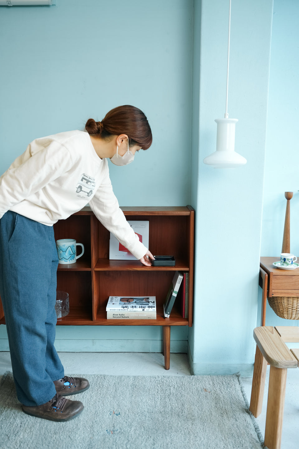 Danish Vintage Teak Slim Low Bookcase/デンマークヴィンテージ ブックケース チーク材 本棚 北欧家具