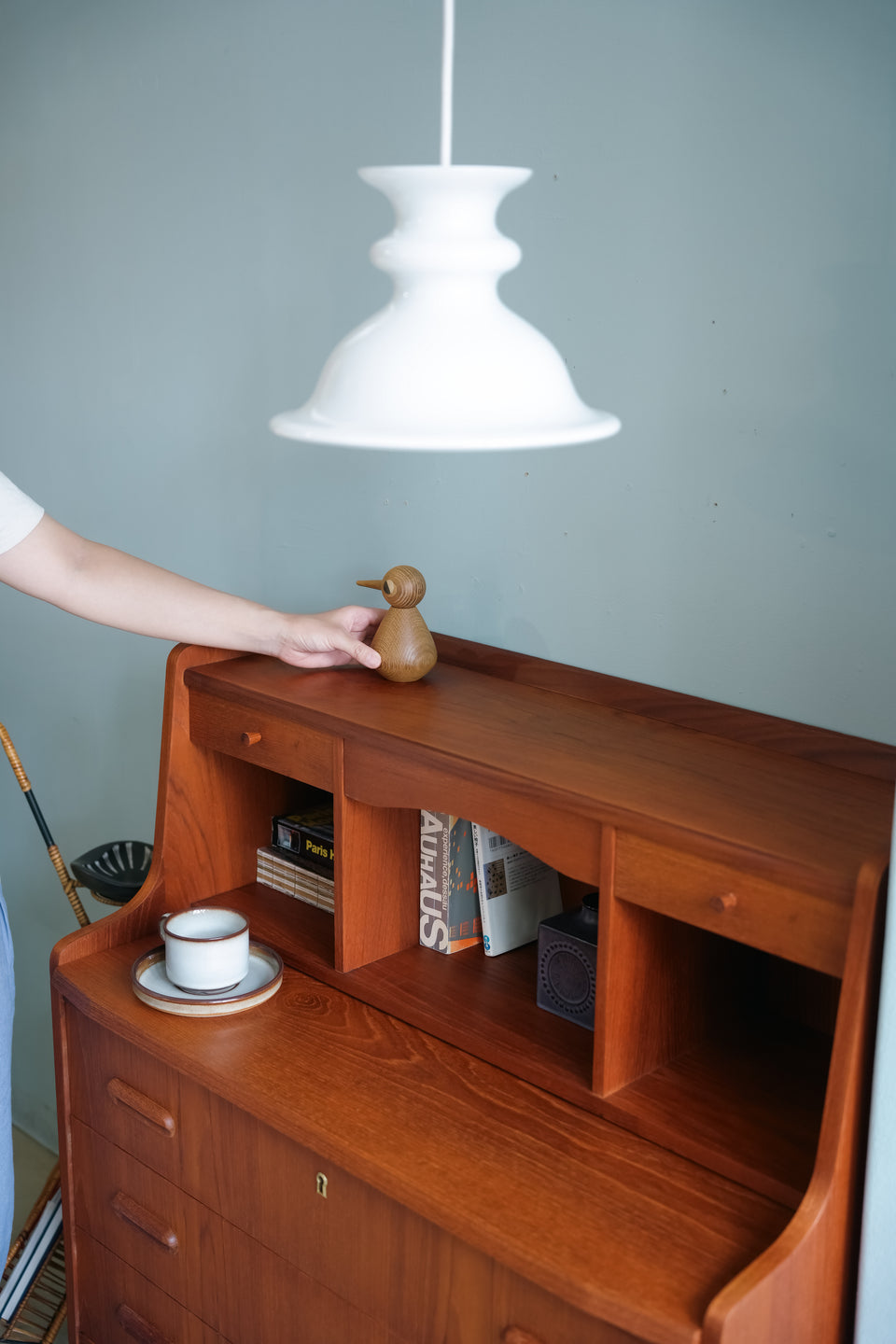 Danish Vintage Writing Bureau with Mirror Teak/デンマークヴィンテージ ライティングビューロー ミラー付き チーク材