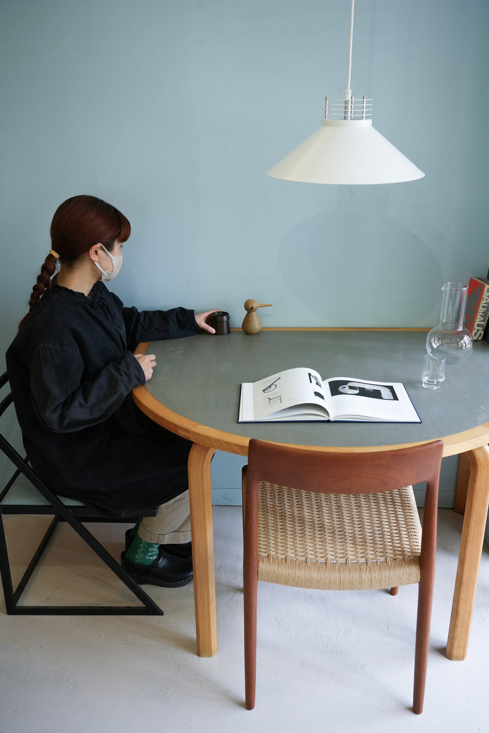 Farstrup Linoleum Top Table Half Round Table/ファーストラップ リノリウムトップ テーブル デンマークヴィンテージ