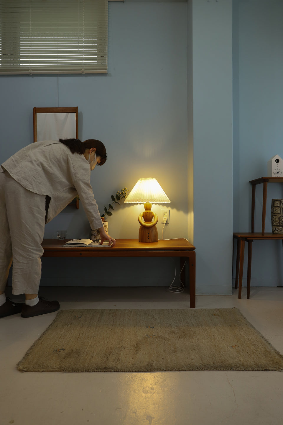 Danish Vintage Wooden Doll Lamp/デンマークヴィンテージ テーブルランプ 木製 寄木 間接照明