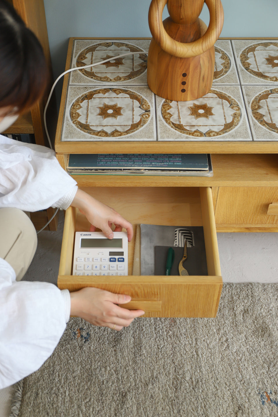 Danish Vintage Tile Top Oakwood Low Board/デンマークヴィンテージ タイルトップ ローボード チェスト オーク材 北欧家具