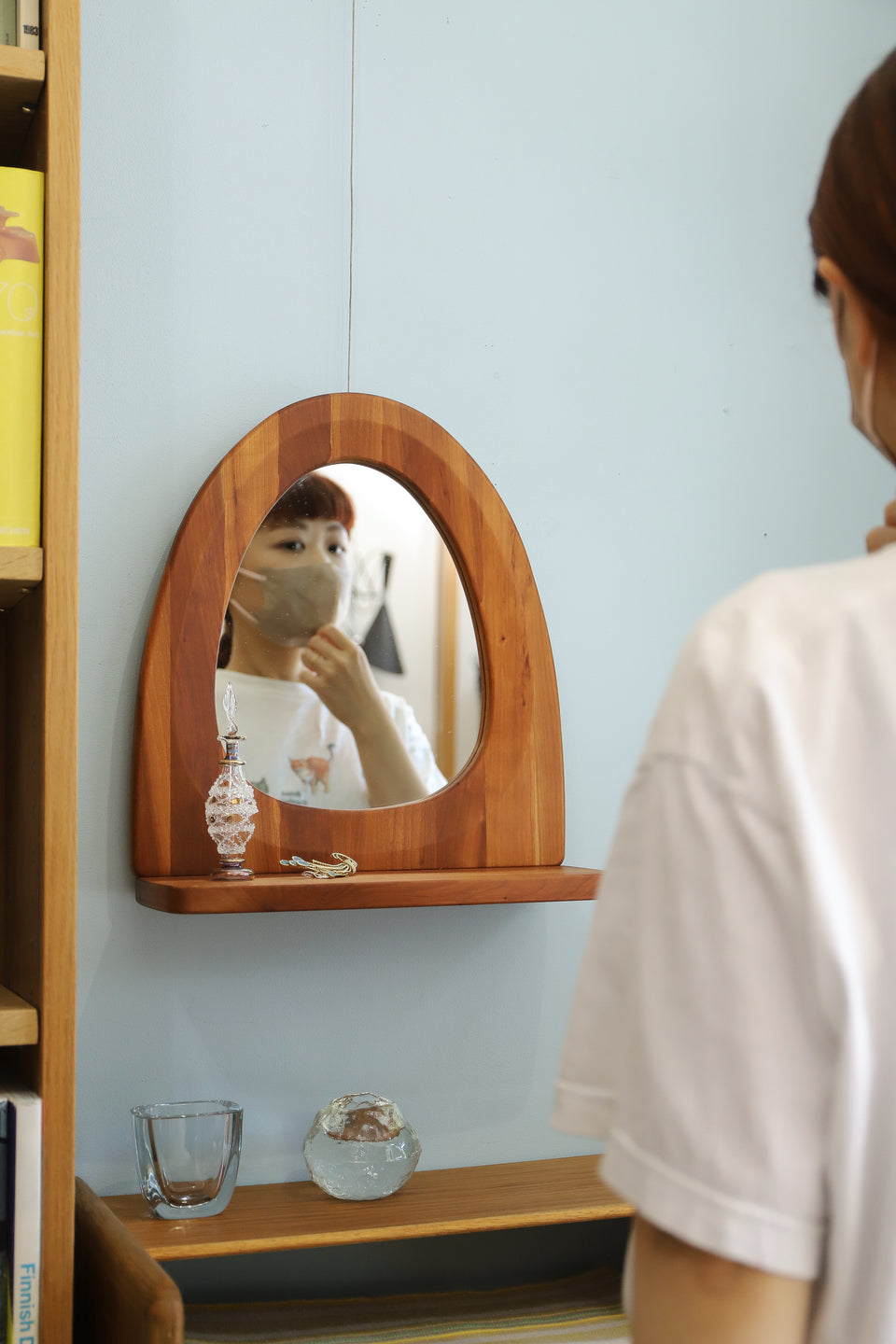 Danish Vintage Laminated Wood Wall Mirror/デンマークヴィンテージ ウォールミラー 鏡 木製 北欧インテリア