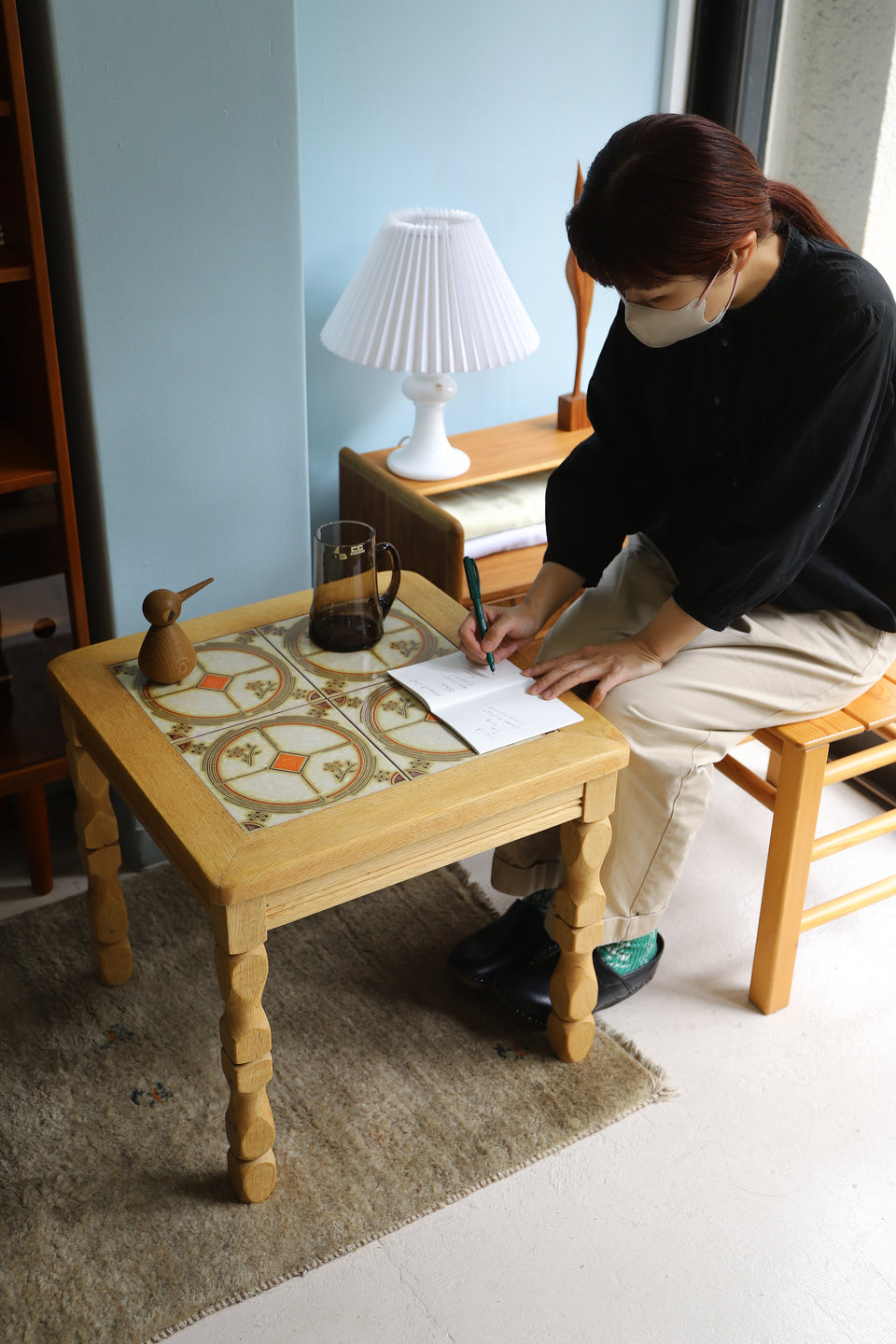 Danish Vintage Tile Top Side Table Oakwood/デンマークヴィンテージ タイルトップサイドテーブル オーク材 北欧家具