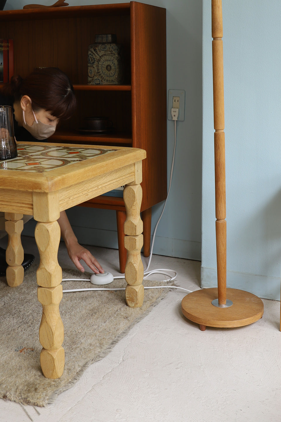 Danish Vintage Floor Stand Oakwood/デンマークヴィンテージ フロアスタンドライト オーク材 間接照明 北欧インテリア