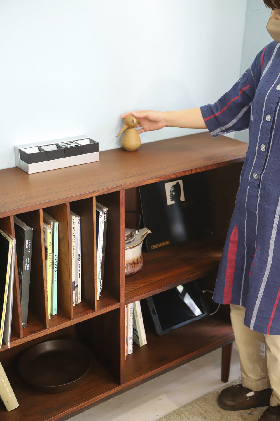 Bookcase with Vinyl Rack Rosewood Danish Vintage/デンマークヴィンテージ ブックケース 本棚 レコードラック ローズウッド 北欧家具