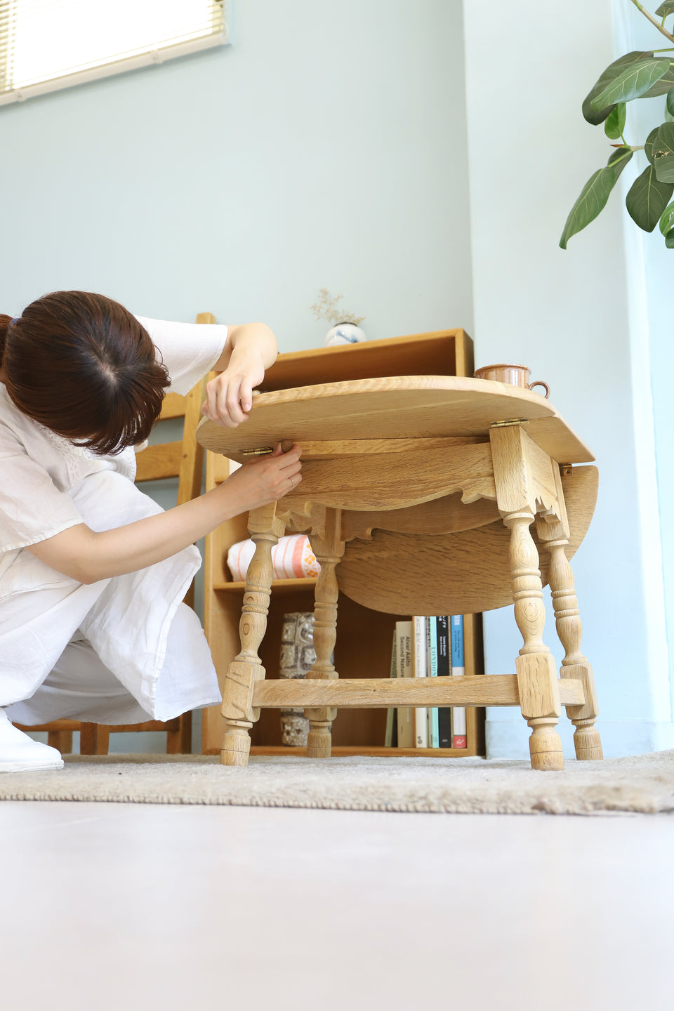 Oakwood Drop Leaf Side Table Danish Vintage/デンマークヴィンテージ サイドテーブル ドロップリーフ オーク材 北欧家具