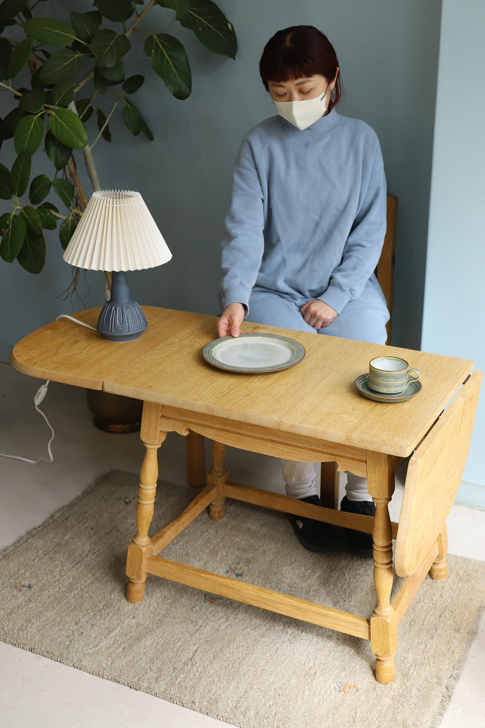 Danish Vintage Drop Leaf Oakwood Coffee Table/デンマークヴィンテージ ドロップリーフ コーヒーテーブル エクステンション オーク材 北欧家具