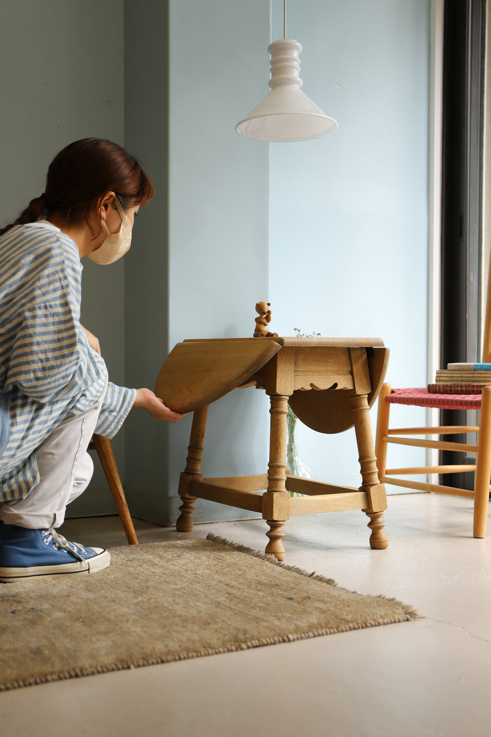 Danish Vintage Oakwood Extension Side Table/デンマークヴィンテージ エクステンションサイドテーブル オーク材 北欧家具