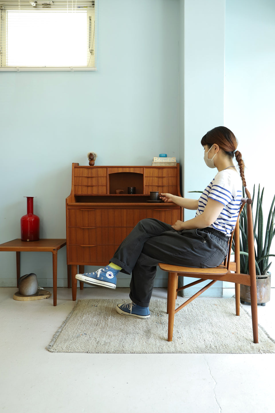 Danish Vintage Writing Bureau with Mirror/デンマークヴィンテージ ライティングビューロー ミラー付き 北欧家具
