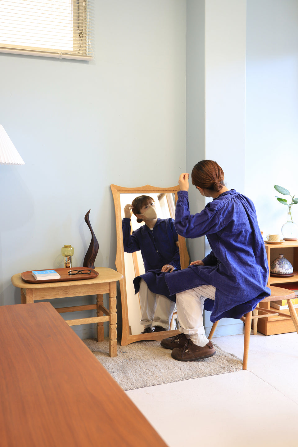 Oakwood Frame Wall Mirror Aarhus Glasimport og Glassliberi Danish Vintage/デンマークヴィンテージ ウォールミラー 姿見 オーク材 北欧インテリア