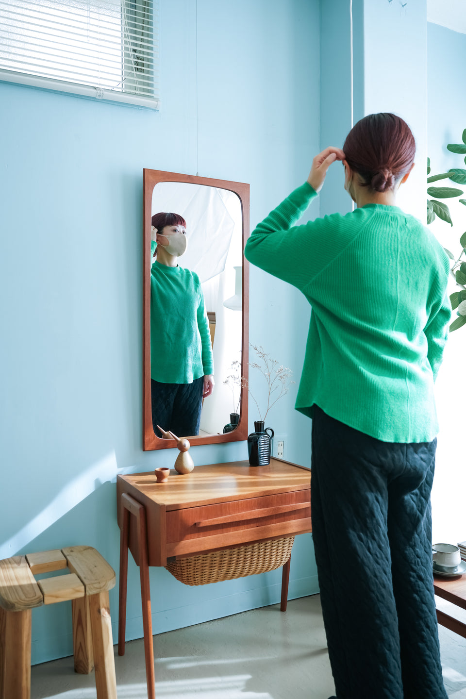 Teak Frame Wall Mirror Danish Vintage/チークフレーム ウォールミラー 壁掛け 鏡 デンマークヴィンテージ