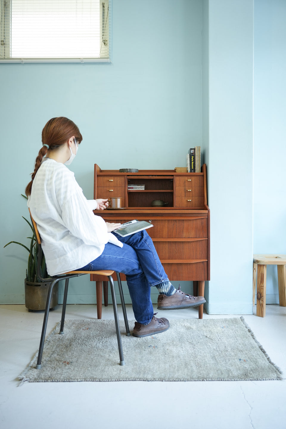 Teakwood Writing Bureau Dresser Danish Vintage/デンマークヴィンテージ ライティングビューロー ミラー付き 北欧家具