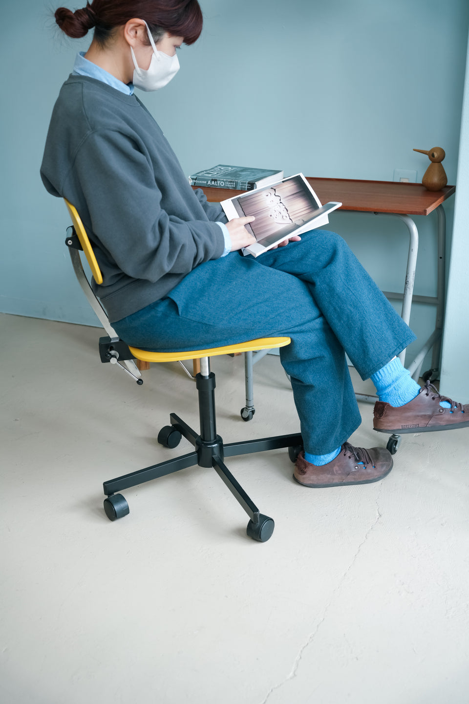 Vintage Rabami Chair STOLE-112 Yellow/デンマークヴィンテージ ラバミ キャスターチェア4本脚 北欧デザイン