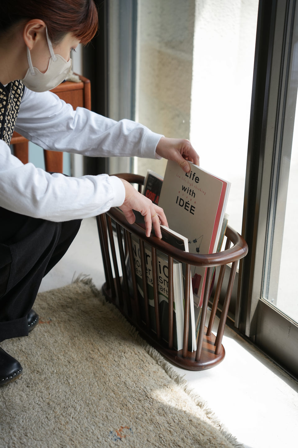 HIDA Magazine Rack Milk Stool Japanese Modern/飛騨産業 マガジンラック ミルクスツール キツツキ ジャパニーズモダン