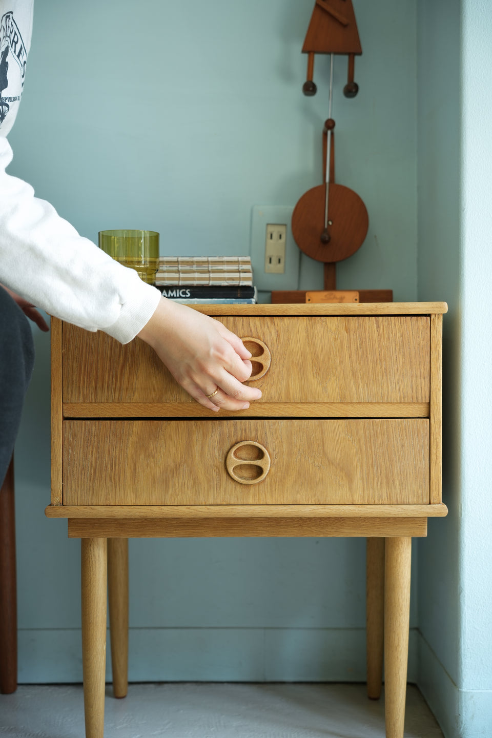 Danish Vintage Small Side Chest Oakwood/デンマークヴィンテージ スモールサイドチェスト 2段 オーク材
