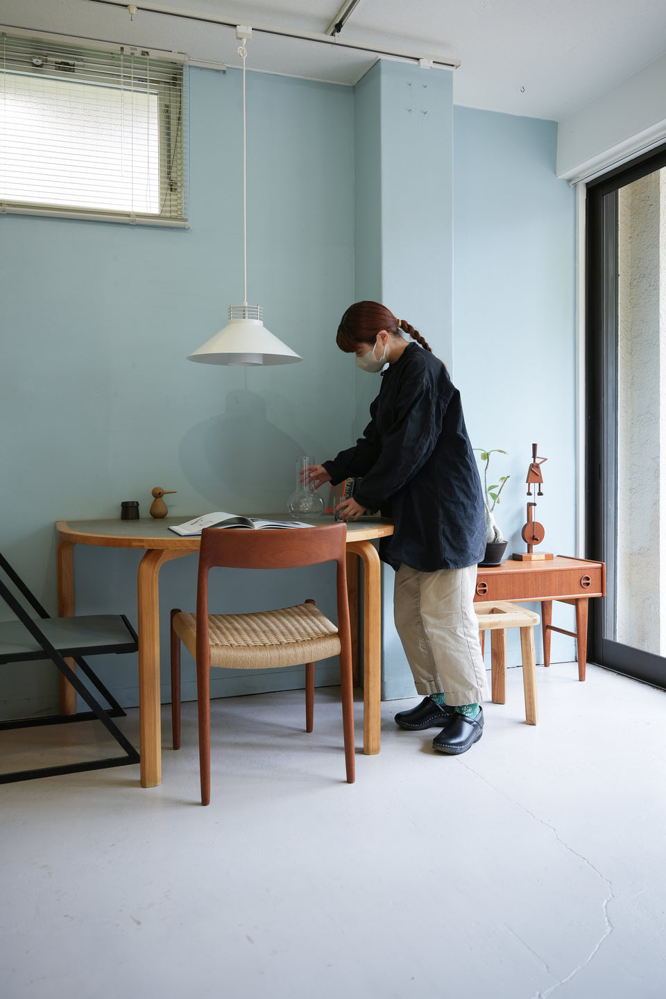 Farstrup Linoleum Top Table Half Round Table/ファーストラップ リノリウムトップ テーブル デンマークヴィンテージ