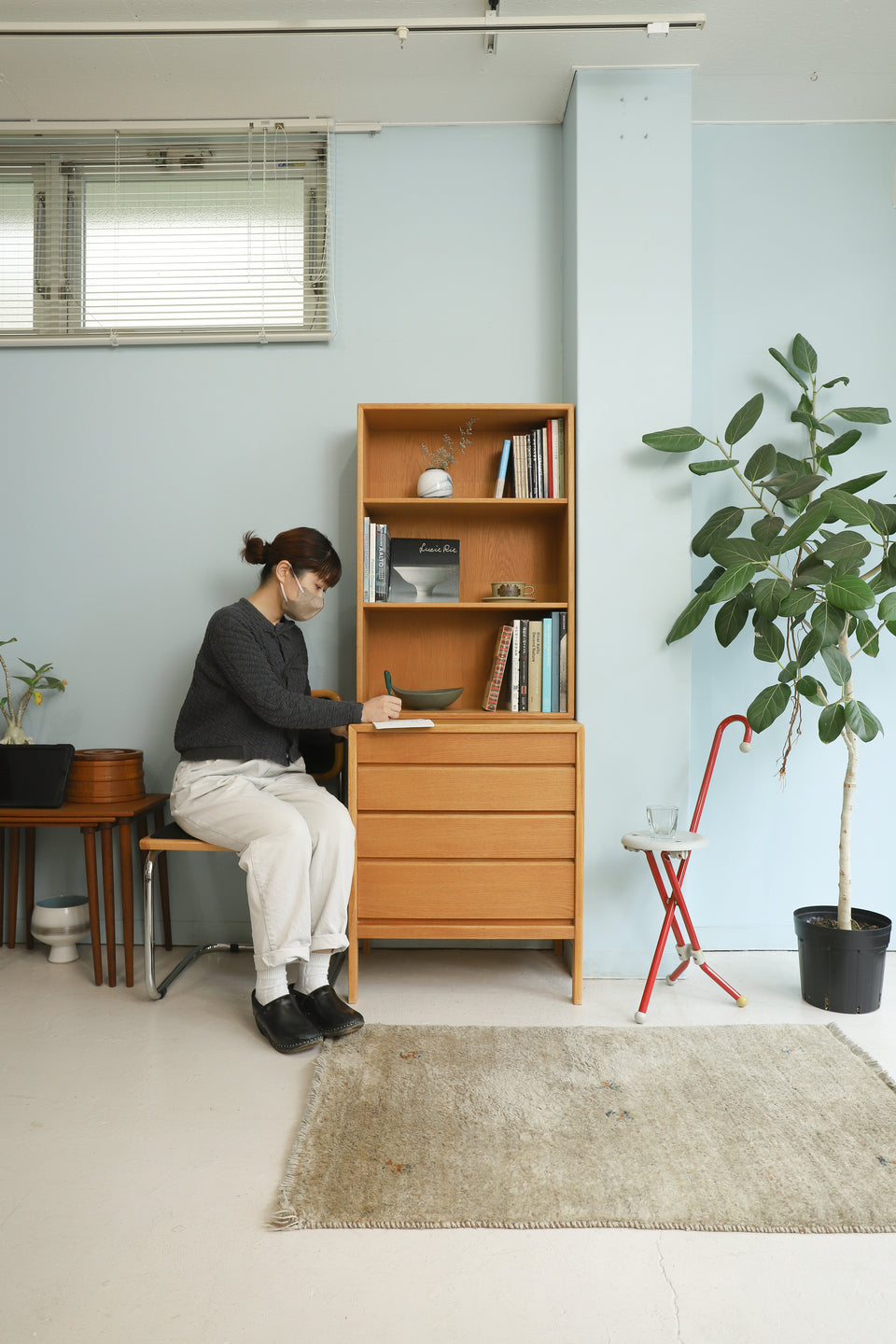 Scandinavian Vintage Bookcase Chest Oakwood/北欧ヴィンテージ ブックケース 本棚 シェルフ チェスト オーク材