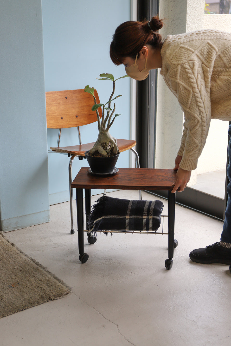 Scandinavian Vintage Rosewood Side Table Trolley/北欧ヴィンテージ サイドテーブル トロリー ローズウッド材
