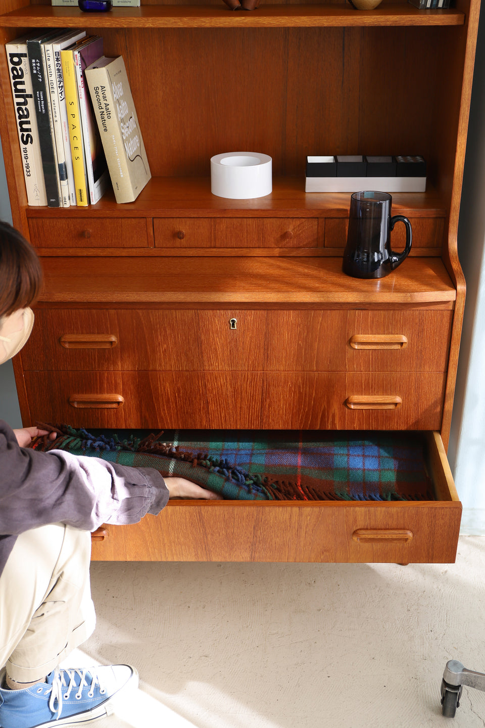 Danish Vintage Bookcase Writing Bureau/デンマークヴィンテージ ブックケース ライティングビューロー チーク材 北欧家具