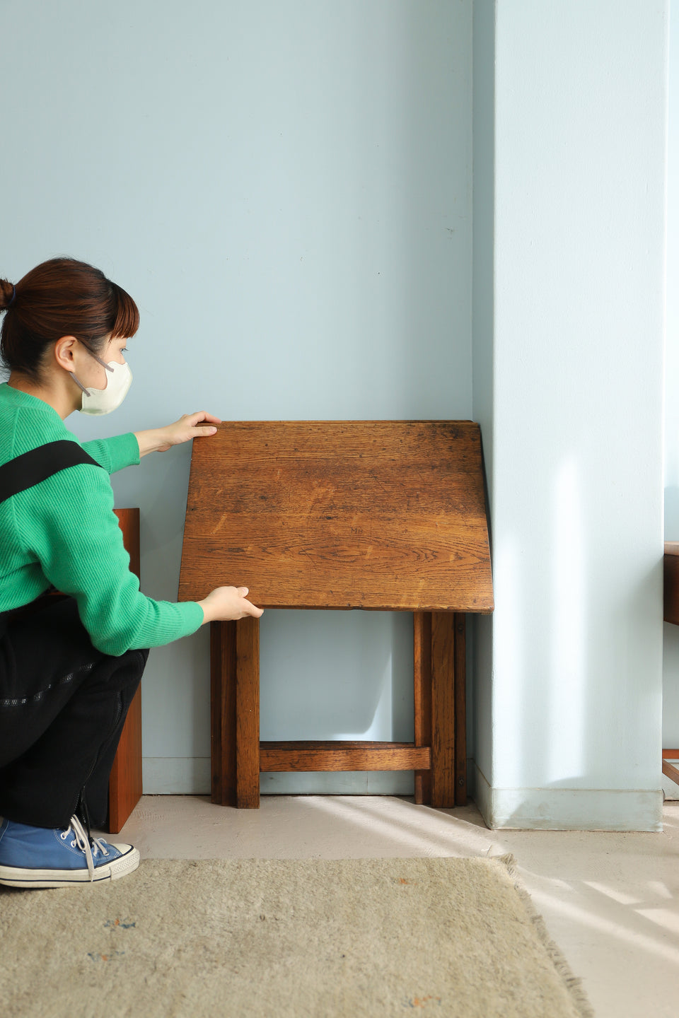 UK Vintage Folding School Desk/イギリスヴィンテージ 折りたたみ スクールデスク 学校机 シャビーシック