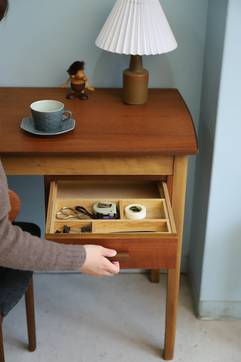 Single Pedestal Desk Danish Vintage/デンマークヴィンテージ デスク 片袖 机 北欧家具
