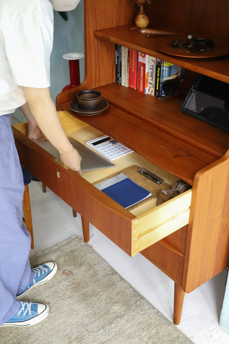 Danish Vintage Bookcase Bureau/デンマークヴィンテージ ブックケース ビューロー 本棚 チーク材 北欧家具